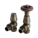 Paio di Valvole Tradizionali Termostatiche a Squadra per Radiatore e Scaldasalviette Finitura Bronzata per Tubi in Rame 15mm