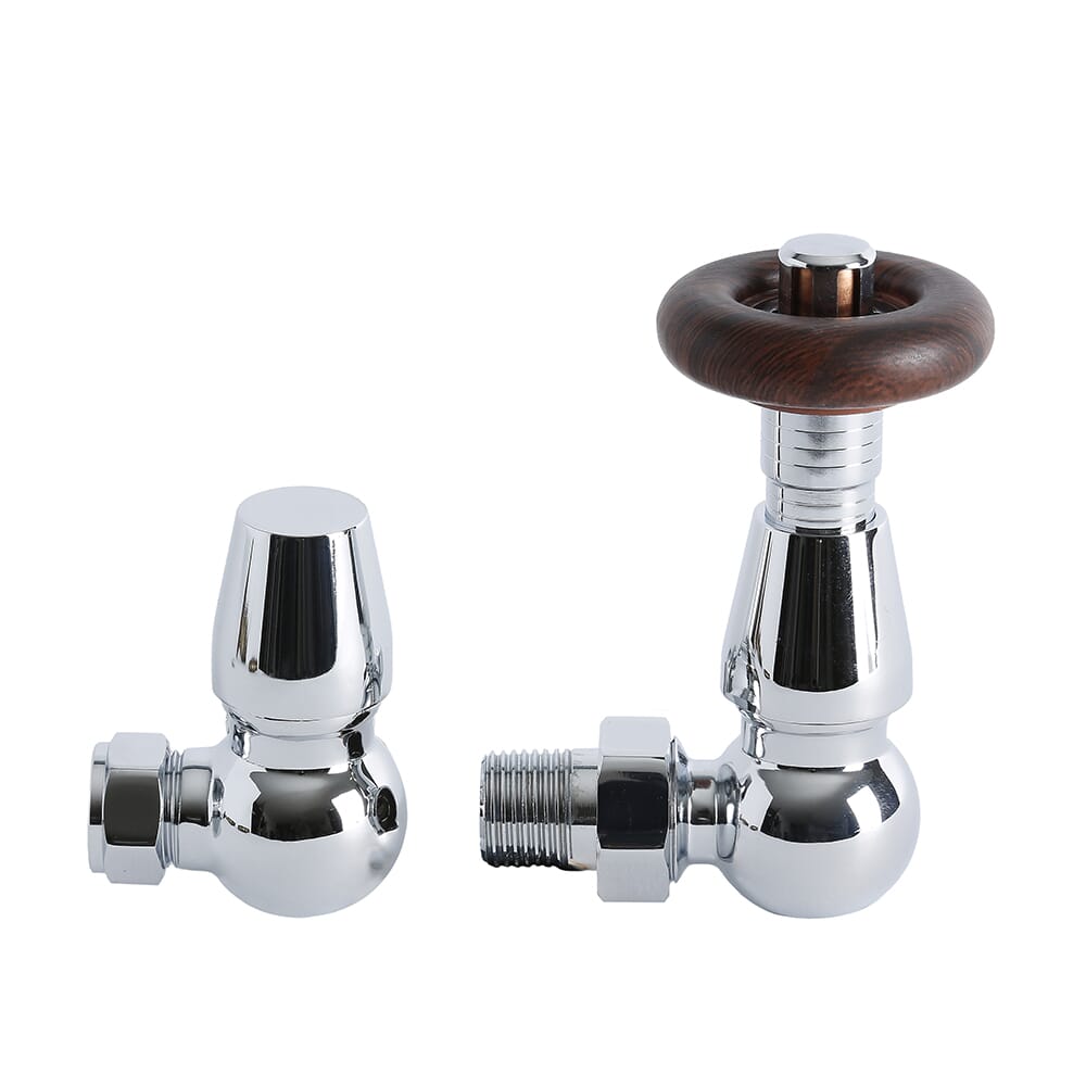 Kit Valvole Termostatiche Manuali A Squadra Invertita 1/2" In Ottone Nichelato Bianco | Leroy Merlin - Foto 2