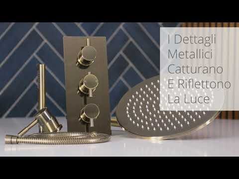 Miscelatore Doccia con Soffione da 300mm - Ottone Spazzolato - Clarus