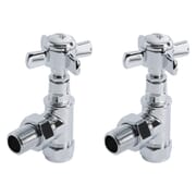 Paio di Valvole Tradizionali a Squadra Per Radiatore e Scaldasalviette per Tubi in Rame 15mm