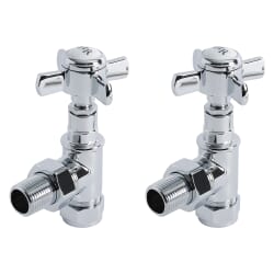 Paio di Valvole Tradizionali a Squadra Per Radiatore e Scaldasalviette per Tubi in Rame 15mm