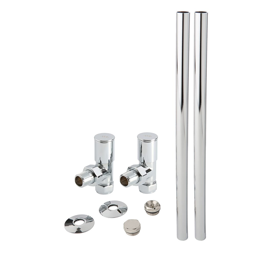 Set Moderno di Tubi e Valvole a Squadra per Radiatore - Cromato