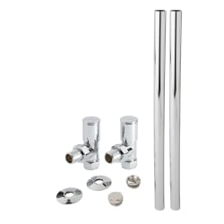 Set Moderno di Tubi e Valvole a Squadra per Radiatore - Cromato