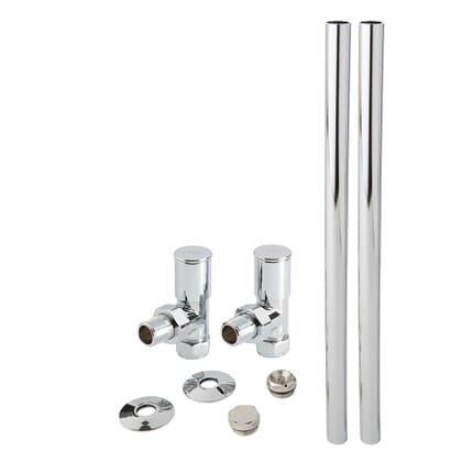 Set Moderno di Tubi e Valvole a Squadra per Radiatore - Cromato