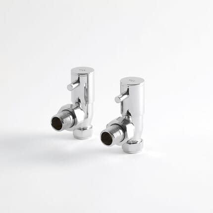 Paio di Valvole Minimaliste a Squadra Per Radiatori e Scaldasalviette per Tubi in Rame 15mm