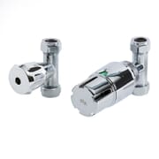 Paio di Valvole Termostatiche Dritte Per Radiatore e Scaldasalviette per Tubi in Rame 15mm