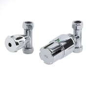 Paio di Valvole Termostatiche Dritte Per Radiatore e Scaldasalviette per Tubi in Rame 15mm