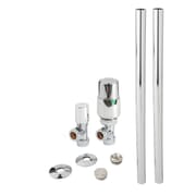 Set Moderno di Tubi e Valvole Termostatiche a Squadra per Radiatore - Cromato