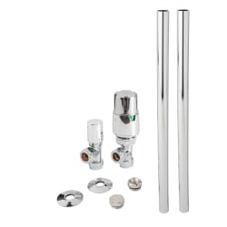 Set Moderno di Tubi e Valvole Termostatiche a Squadra per Radiatore - Cromato