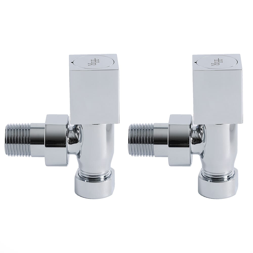 Paio Di Valvole A Squadra In Ottone Cromato Quadrate Per Radiatore E Scaldasalviette Per Tubi In Rame 15mm 61659 - Foto 8