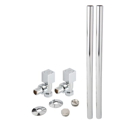 Set di Tubi e Valvole a Squadra dal Design Squadrato per Radiatore - Cromato