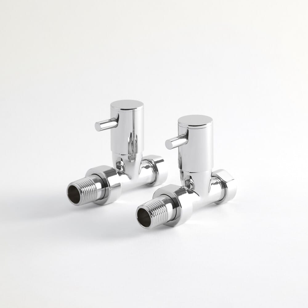 Paio di Valvole Diritte Minimaliste per Radiatore - Cromate - Select