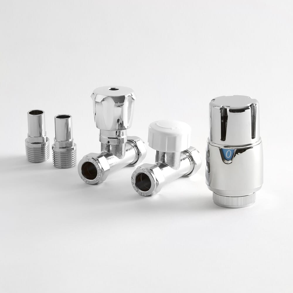 Paio di Valvole Termostatiche per Radiatori Diritte Cromate - Select