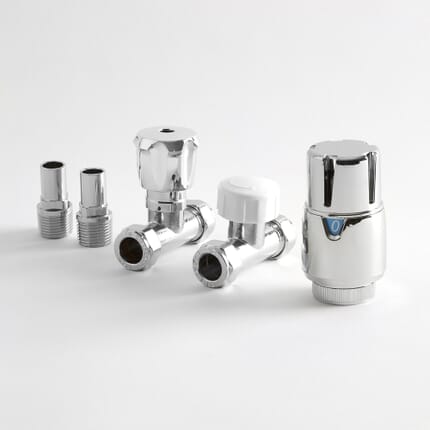 Paio di Valvole Termostatiche per Radiatori Diritte Cromate - Select