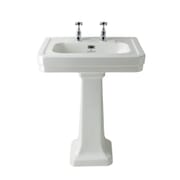 Lavabo con Colonna - 640mm - 2 Fori del Rubinetto - Victrion by Hudson Reed