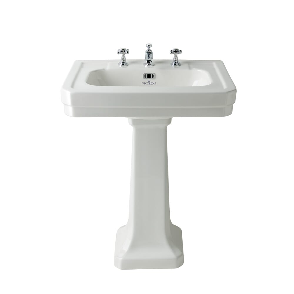 Lavabo con Colonna - 640mm - 3 Fori del Rubinetto  - Victrion by Hudson Reed
