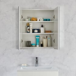 Armadietto da Bagno con Specchio, Ripiani Interni e 2 Ante 650mm x 617mm - Cluo
