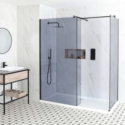 Box Doccia Walk-In Angolare con Piatto Doccia e Anta Paraspruzzi (Opzionale) - Disponibile in Diverse Misure - Nox-Luna