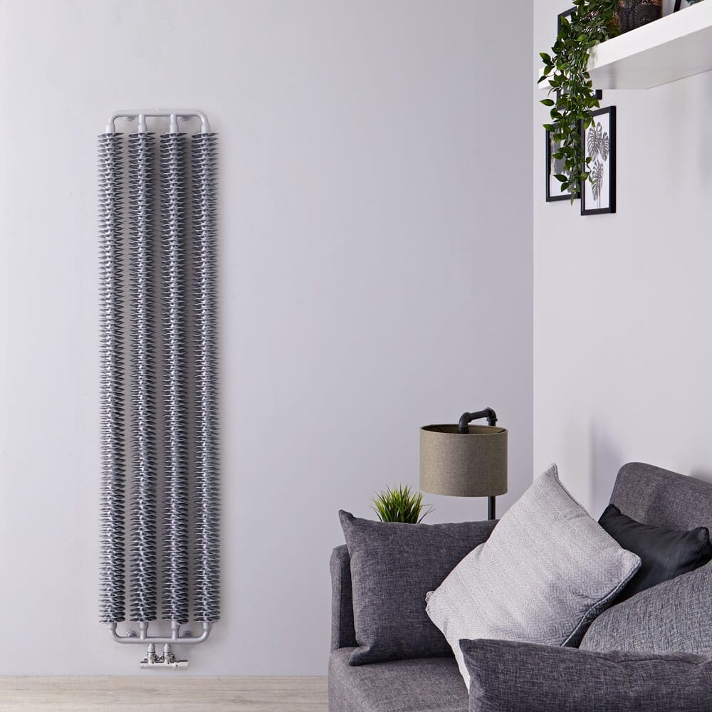 Radiatore di Design Verticale Moderno con Attacco Centrale - Pannello Singolo - Argento - 1720mm x 390mm - Tatra