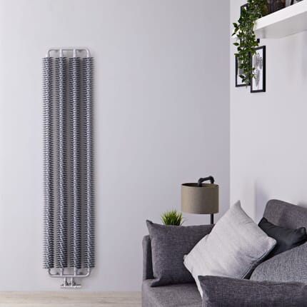Radiatore di Design Verticale Moderno con Attacco Centrale - Pannello Singolo - Argento - 1720mm x 390mm - Tatra