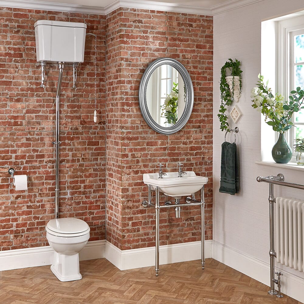 Set Bagno Tradizionale Completo di Sanitario WC con Cassetta Alta e Lavabo con Consolle - Richmond