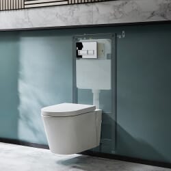 Sanitario WC Sospeso Senza Brida con Telaio Alto - Scelta della Placca di Comando - Covelly