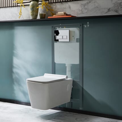 Sanitario WC Sospeso con Telaio Alto - Scelta della Placca di Comando - Sandford