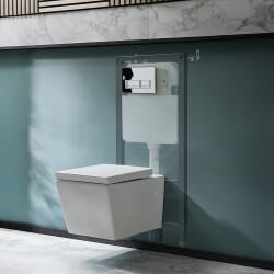 Sanitario WC Sospeso con Telaio Alto - Scelta della Placca di Comando - Halwell