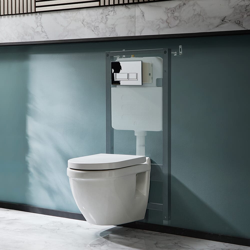 Sanitario WC Sospeso con Telaio Alto - Scelta della Placca di Comando - Belstone