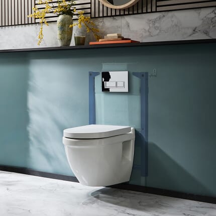 Sanitario WC Sospeso con Telaio Corto - Scelta della Placca di Comando - Belstone