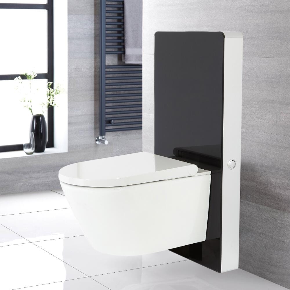 Smart Toilet Stile WC Giapponese con Sanitario e Bidet Integrato Completo di Kit per Sanitario Nero 500mm - Saru