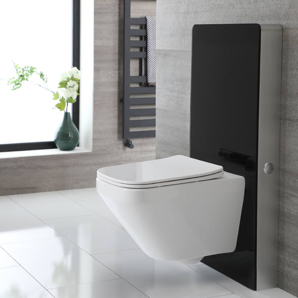 Set Bagno con Sanitario Sospeso e Mobile WC 500 mm Nero  - Saru
