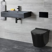Set per Sanitario Filo Parete e Lavabo Sospeso Nero 340x350x560mm - Nox