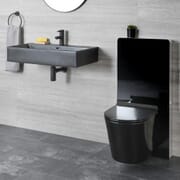 Set con Lavabo Sospeso e Sanitario con Cassetta Nero 340x350x560mm  - Nox