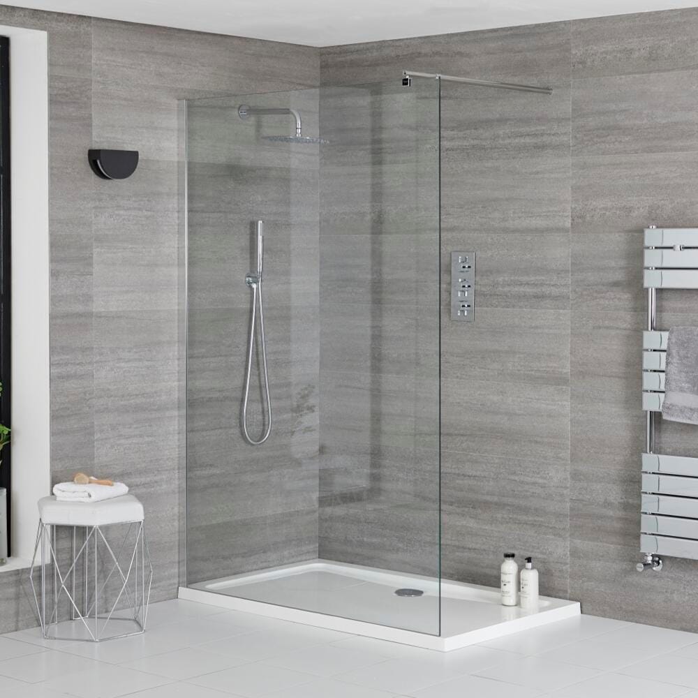 Box Doccia Walk-In Angolare con Piatto Doccia - Profilo Cromato - Portland