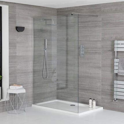 Box Doccia Walk-In Angolare con Piatto Doccia - Profilo Cromato - Portland