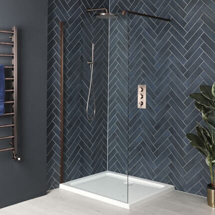 Box Doccia Walk-In con Piatto Doccia- Rame - Disponibile in Diverse Misure - Eris