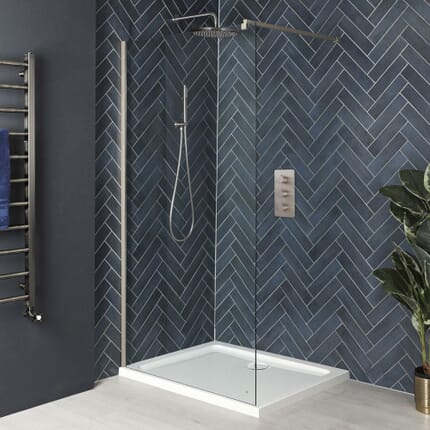 Box Doccia Walk-In con Piatto Doccia - Nichel Spazzolato - Disponibile in Diverse Misure - Harting