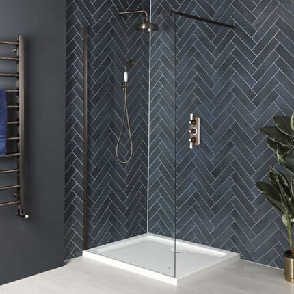 Kit Doccia Walk-In Completo di Profilo con Finitura Effetto Bronzo Opaco e Piatto Doccia - Disponibile in Diverse Misure - Augusta