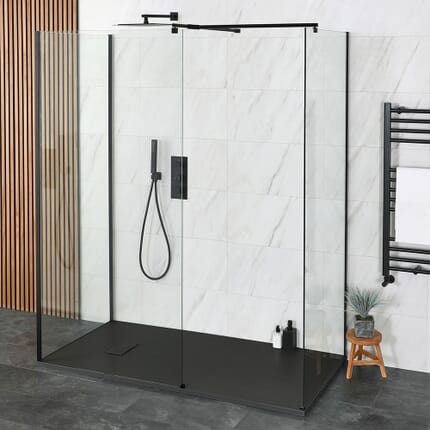 Doccia Walk-in a Tre Lati con Piatto Doccia Ardesia - Scelta di Dimensioni - Nox