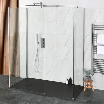 Doccia Walk-in a Tre Lati con Piatto Doccia Ardesia - Scelta di Dimensioni - Portland