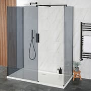 Doccia Walk-in a Tre Lati con Vetro Fumè - Scelta di Dimensioni - Nox-Luna