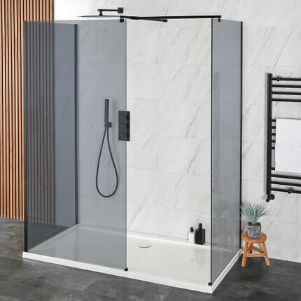 Doccia Walk-in a Tre Lati con Vetro Fumè - Scelta di Dimensioni - Nox-Luna