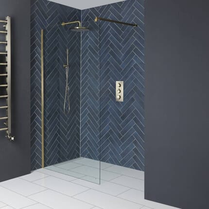 Parete Doccia Walk-in da 1950mm - Profilo Ottone Antico -Disponibile in Diverse Dimensioni - Alama