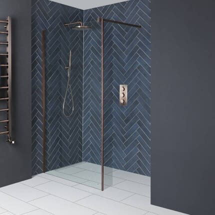 Parete Doccia Walk-In 1950mm – Rame Spazzolato - Disponibile in Diverse Misure - Eris