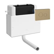 Cassetta di Scarico da Incasso pneumatica con Ingresso Laterale e Placca di Comando in Ottone Spazzolato - Hudson Reed