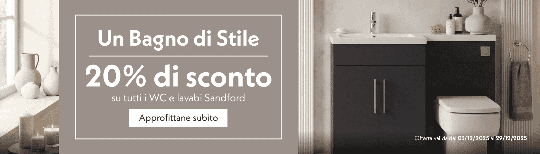 Un Bagno di Stile | 20% di sconto su tutti i WC e lavabi Sandford